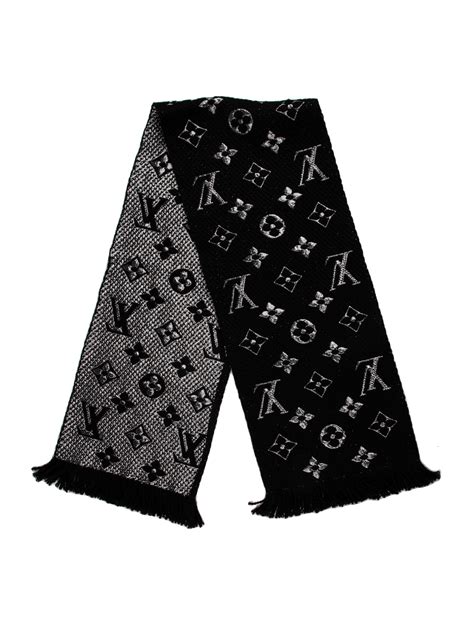 louis vuitton logomania black scarf|louis vuitton signature scarf.